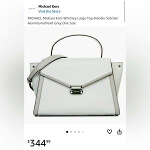 MICHAEL Michael Kors Whitney Large Top-Handle Satchel Aluminum/Pearl Grey